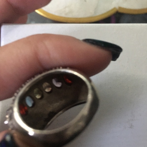 Sterling ring 5.5-6 real gems vintage heavy gorgeous - Picture 5 of 6